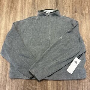 ALO Yin Yang Reversible Half Zip Pullover Anthracite Heather Women’s Size Large